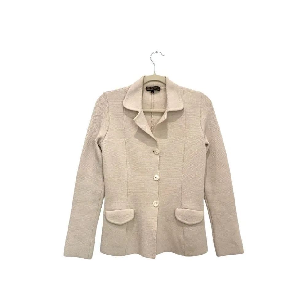 Loro Piana Silk knit blazer jacket in beige ivory - Picture 5 of 12